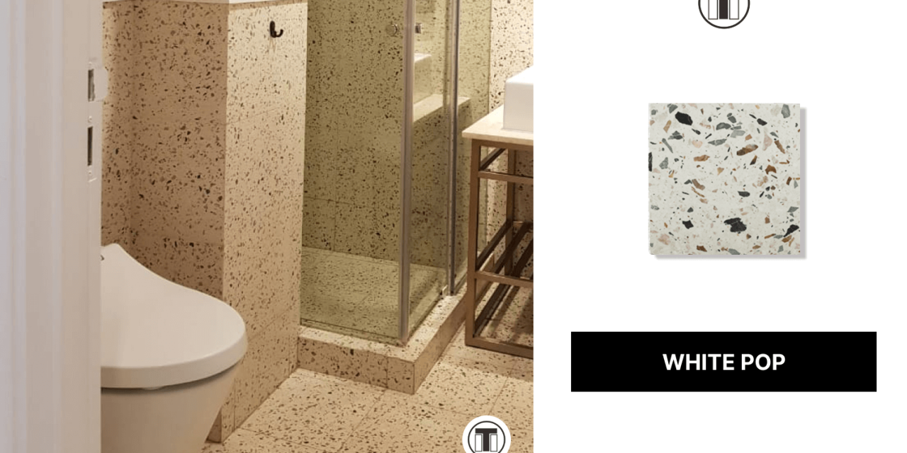 Desain Kamar Mandi Teraso Menggunakan Teraso White Pop
