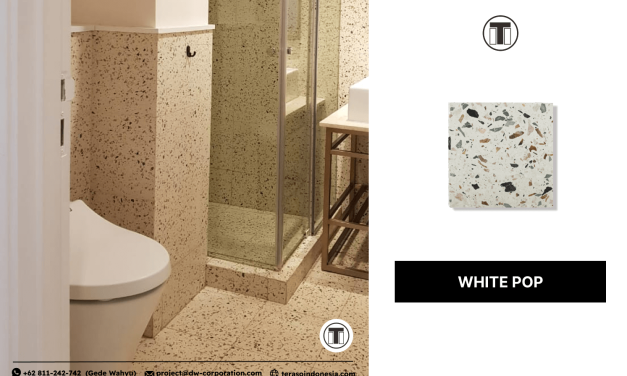 Desain Kamar Mandi Teraso Menggunakan Teraso White Pop